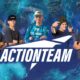 Cube Actionteam 2025 mit Simona Kuchyňková, Zakarias Johansen, Frederik Matz und Gusti Wildhaber vor dem Start der UCI Enduro World Cup