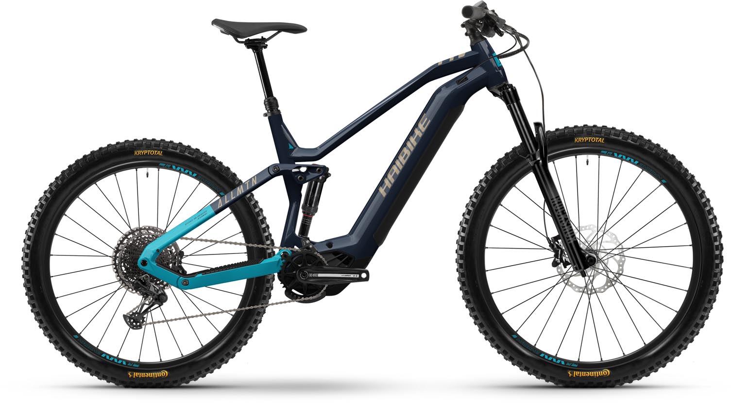 Haibike AllMtn 2 blue / cyan / caramel gloss 2024 - E-Bike Fully Mountainbike - Lackschaden - 41 cm