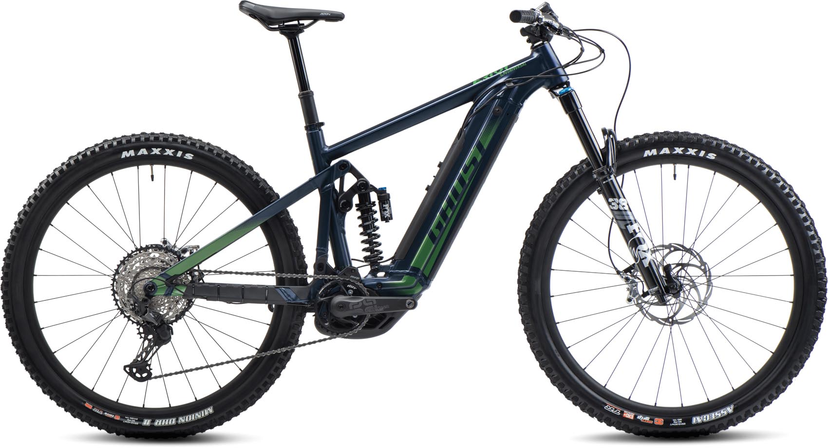 Ghost E-Riot EN AL Universal dark blue pearl / metallic kaki matt / glossy 2022 - E-Bike Fully Mountainbike