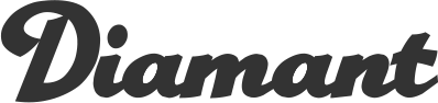 Zu sehen ist das Logo der Marke Diamant mit schwarzem Schriftzug in eleganter Schreibschrift.