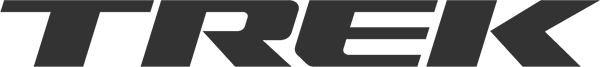 Zu sehen ist das Logo der Marke Trek mit schwarzem Schriftzug in klaren, fetten Großbuchstaben.