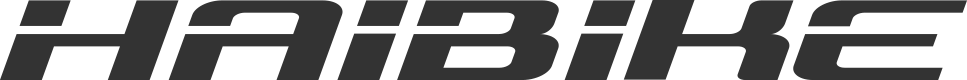 Zu sehen ist das Logo der Marke Haibike mit schwarzem Schriftzug in klaren, kantigen Großbuchstaben.